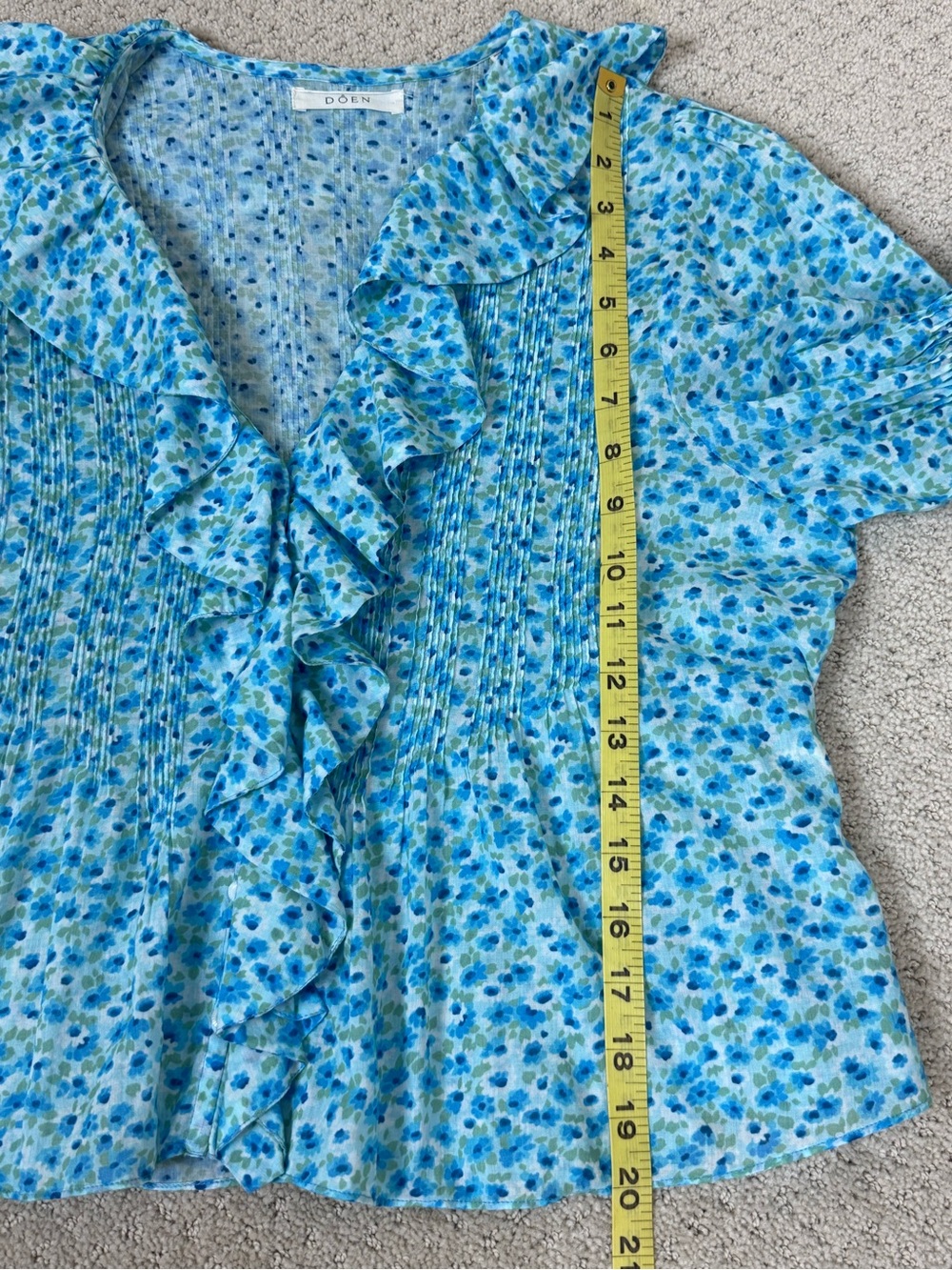 DÔEN Henri Bleu Daisy Fields Organic Cotton Voile Blouse XS - Picture 11 of 13